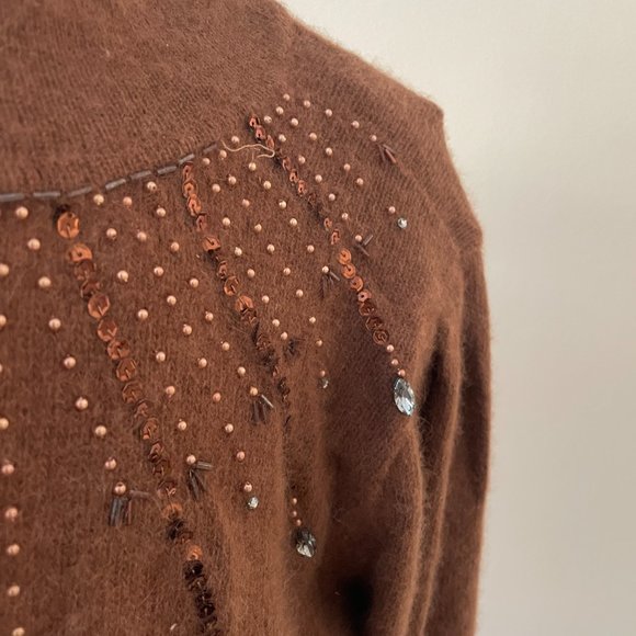 Vintage Angora Sweater with Rhinestone Detailing Made in Italy Gaia Golf Firenze - Picture 3 of 9